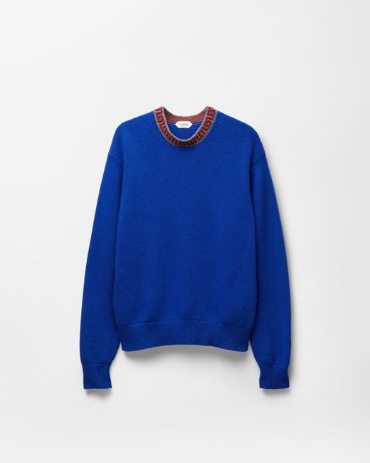 Versace Blue Crewneck Wool & Cashmere Sweater for men
