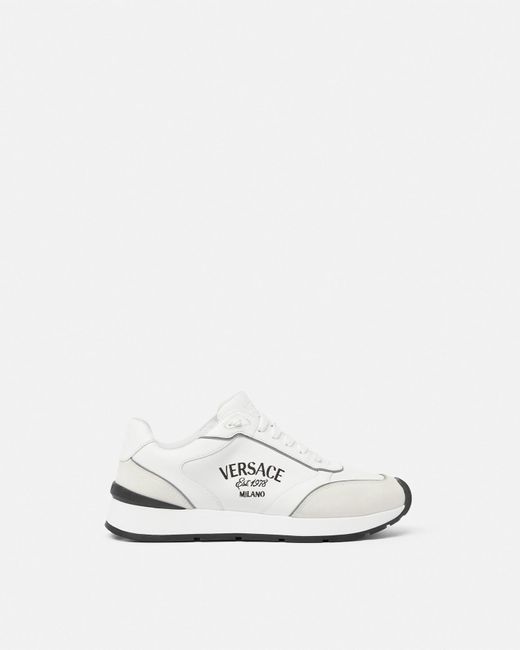 Versace White Milano Runner Sneakers for men
