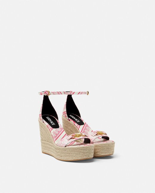 Versace White Medusa '95 Wedge Sandals 120 Mm