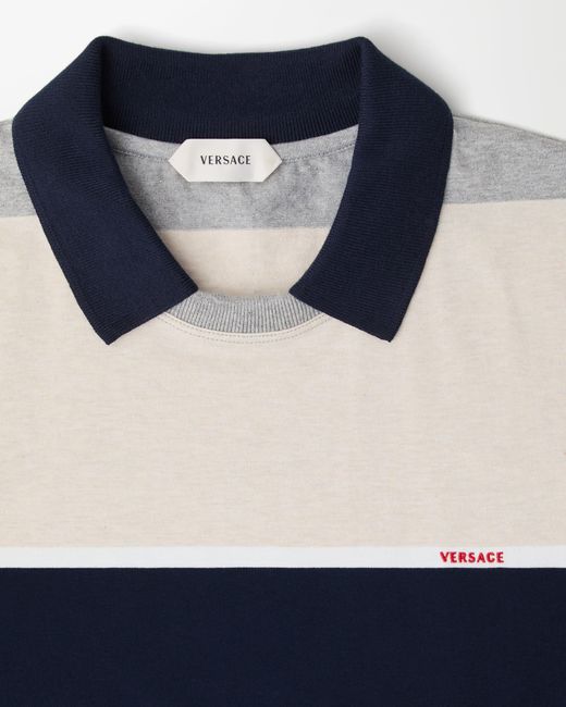 Versace White Striped Cotton-Jersey T-Shirt for men