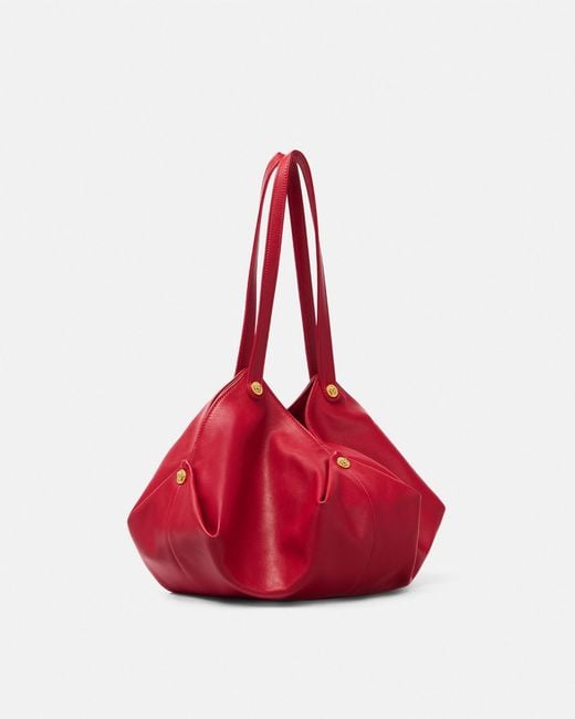Versace Red Protea Nappa Shoulder Bag