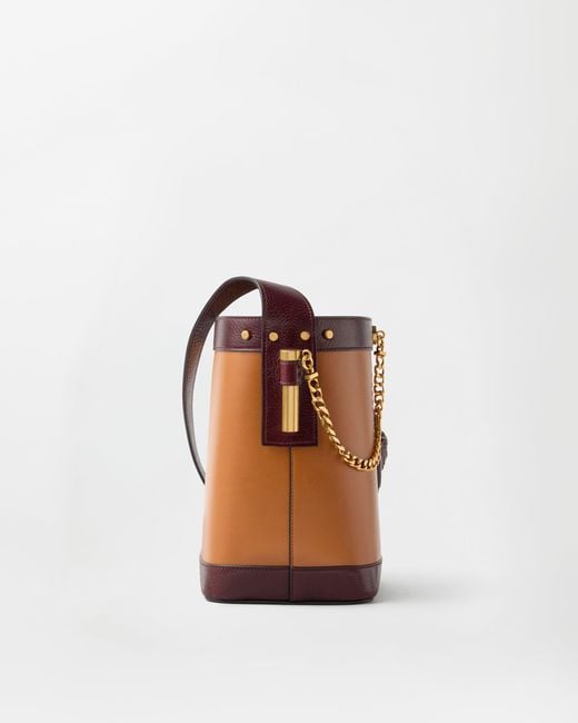 Versace Brown Pivot Small Leather Bucket Bag