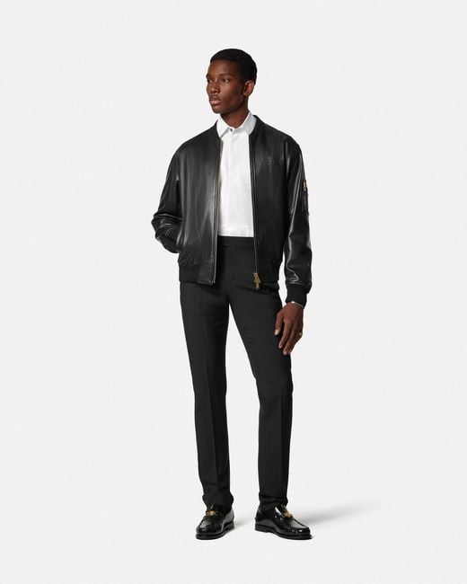Versace White Embroidered Cotton-Poplin Evening Shirt for men