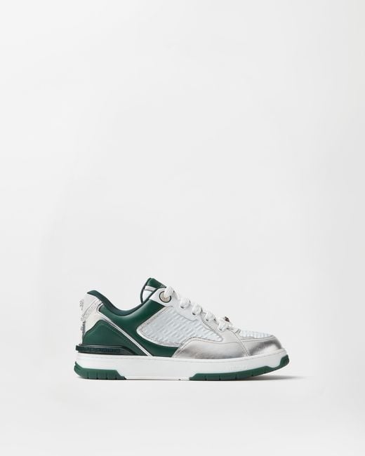 Versace White Biggie Basket Metallic Nappa Sneakers for men
