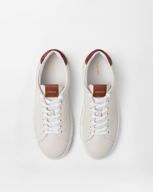 Versace White Greca Leather Sneakers for men