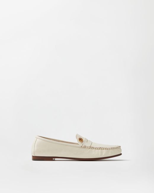 Versace White Guanto Leather Loafers for men