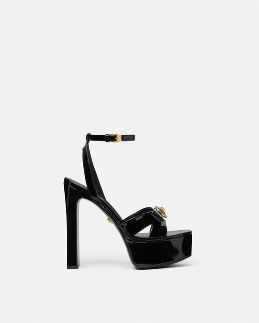 Versace Black Gianni Ribbon Patent Sandals 140 Mm