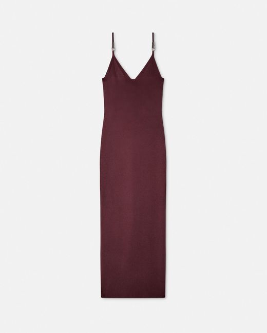 Versace Purple Safety Pin Knit Slip Midi Dress