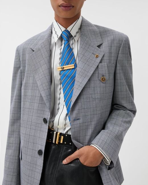 Versace Blue Printed Silk Twill Tie for men