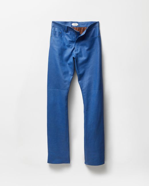 Versace Blue Leather Pants for men