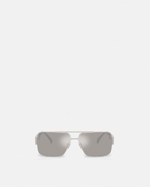 Versace White Greca Navigator Sunglasses for men