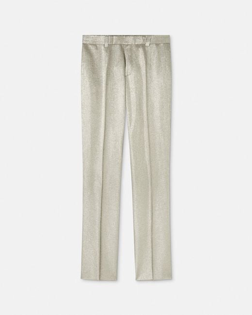 Versace White Viscose-Lurex Formal Pants for men