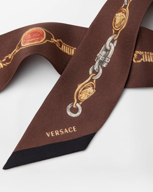 Versace White Printed Silk Twill Ribbon