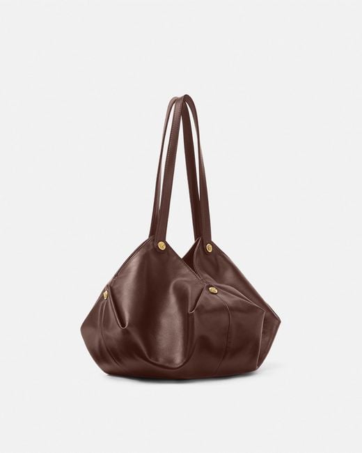Versace Brown Protea Nappa Shoulder Bag