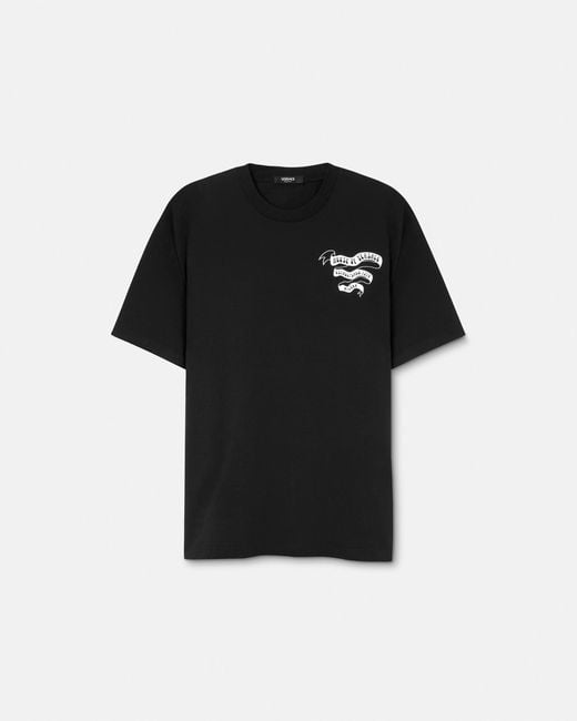 Versace Black Printed Cotton-Jersey Regular T-Shirt for men