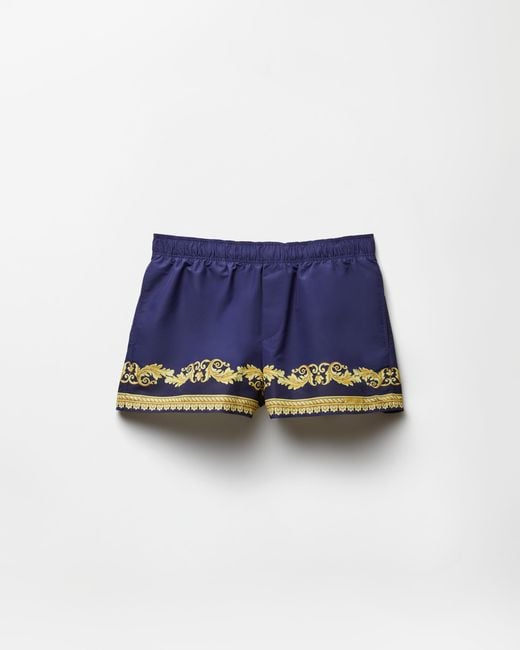 Versace Blue Printed Swim Shorts for men