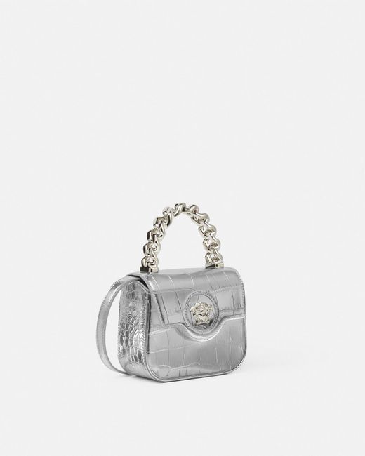 Versace White La Medusa Metallic Mini Bag
