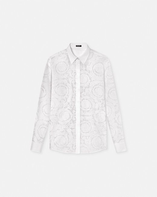 Camicia Devoré Barocco di Versace in White
