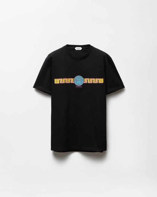 Versace Black Printed Cotton-Jersey Slim T-Shirt for men