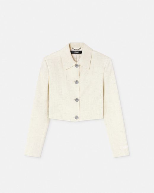 Versace Natural Malfilé Silk-blend Crop Jacket