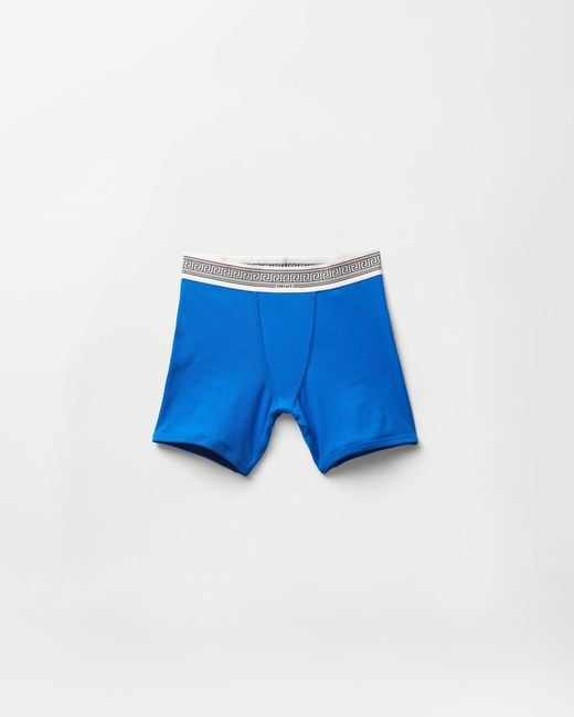 Versace Blue Ribbed Cotton-Jersey Trunks