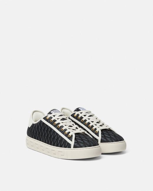 Versace White Greca Jacquard Canvas Sneakers for men
