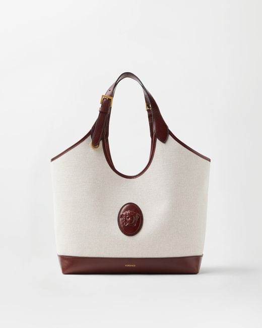 Versace White Rivière Large Canvas Tote