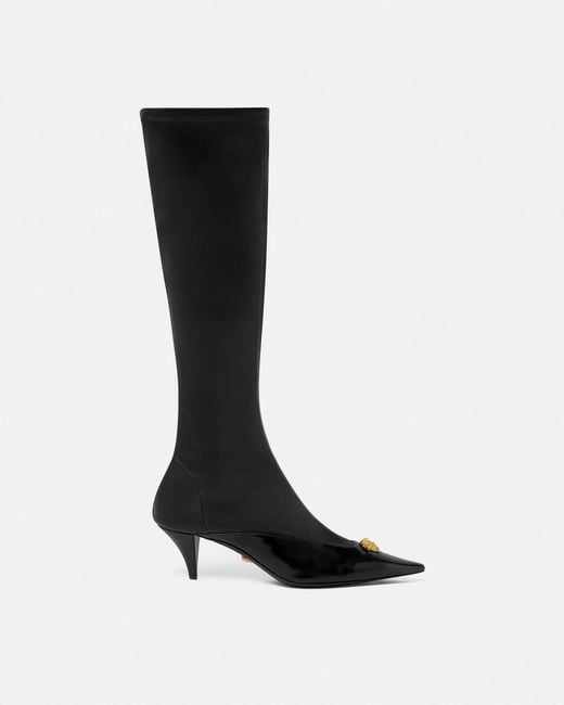 Versace Black La Medusa Leather Boots 55 Mm