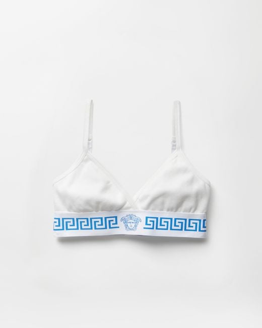 Versace Blue Ribbed Cotton-Jersey Bralette