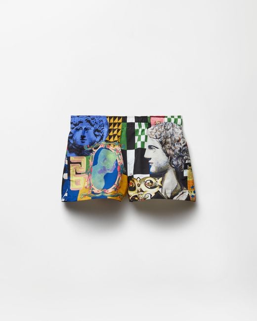 Versace Blue Printed Swim Shorts for men