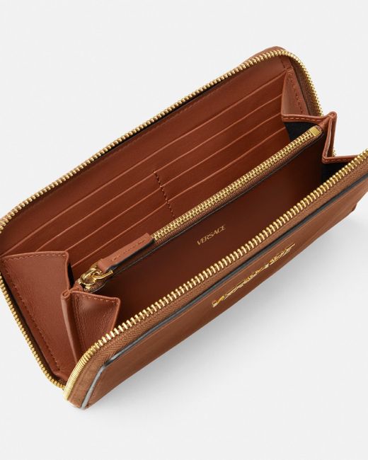 Tag Portefeuille En Cuir Nappa Versace en coloris Brown