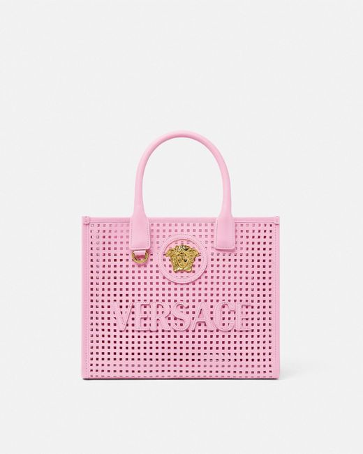 Versace Pink La Medusa Laser-Cut Small Tote Bag