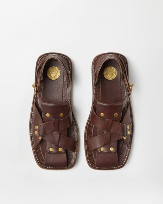 Versace White Souvenir Leather Sandals for men