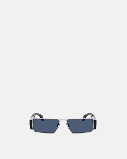 Versace Blue Medusa Plaque Rectangular Sunglasses for men
