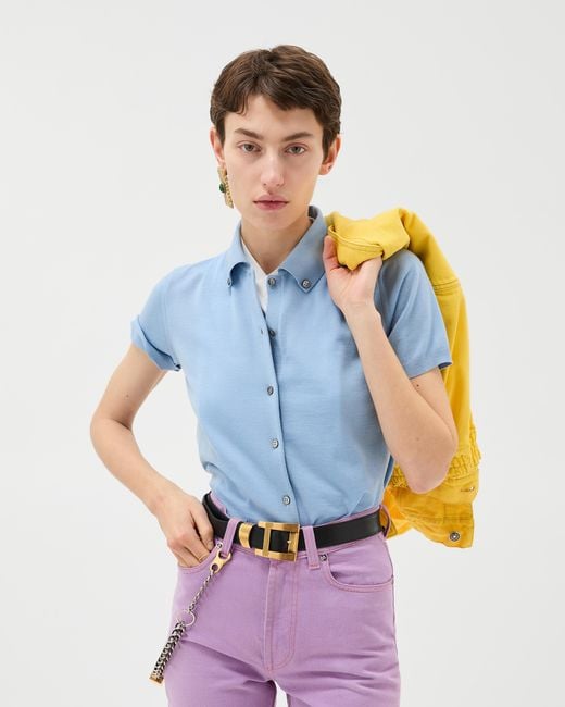 Versace Blue Embroidered Wool Knit Cardigan