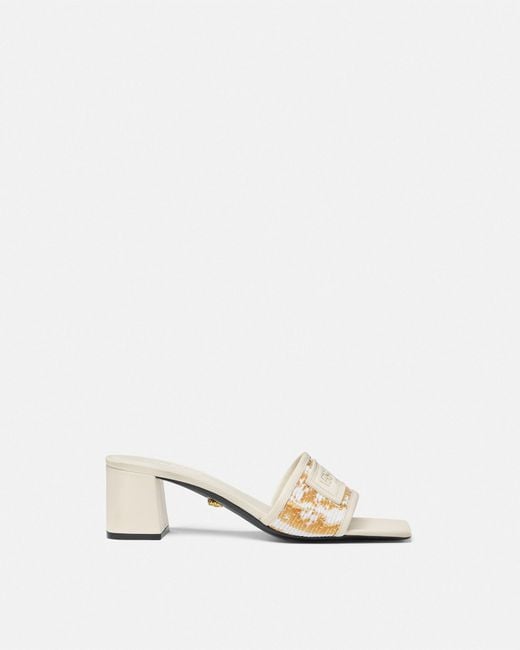Versace Natural Theia Raffia Mules 55 Mm