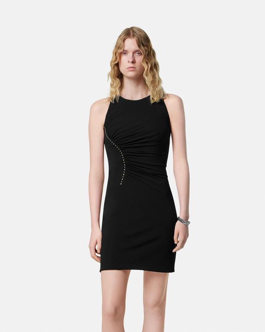 Abito Corto Con Ruches di Versace in Black