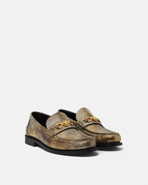 Versace White Medusa '95 Lizard-Effect Loafers for men