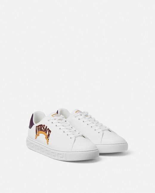Acanthus Varsity Greca Sneaker di Versace in White da Uomo
