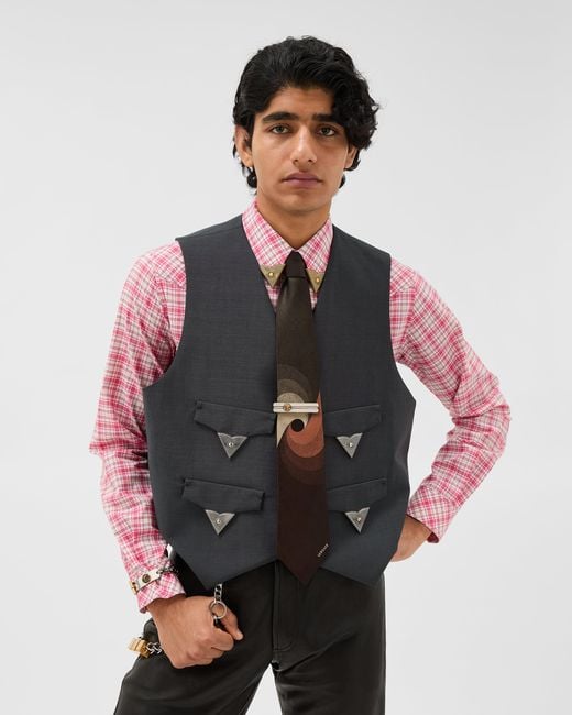 Versace Gray Wool-Mohair Vest for men