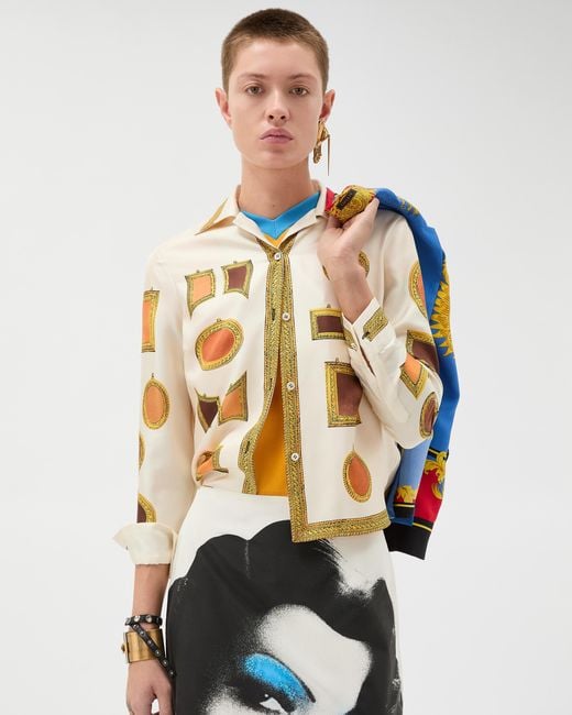 Versace Metallic Printed Silk Twill Shirt