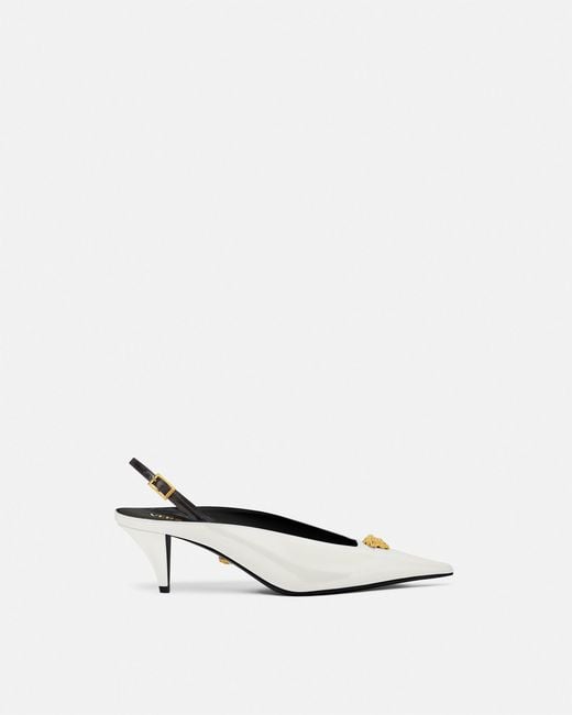 Versace White 55Mm Medusa Leather Pumps