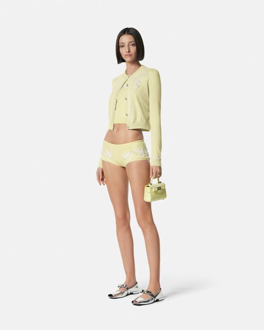 Versace Yellow Embroidered Cashmere Knit Top