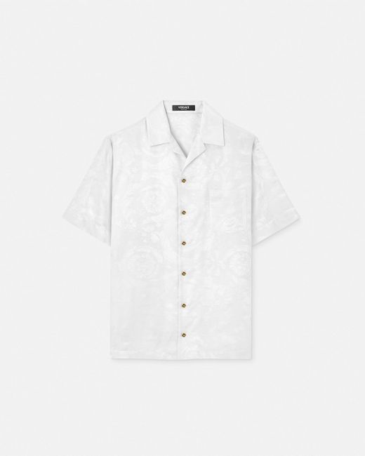 Versace White Barocco Jacquard Silk-blend Shirt for men