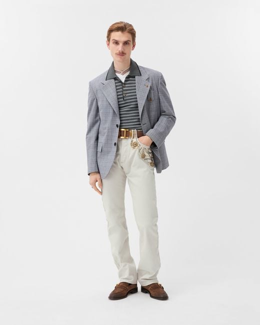 Vaqueros Rectos Con Bordado Versace de hombre de color White
