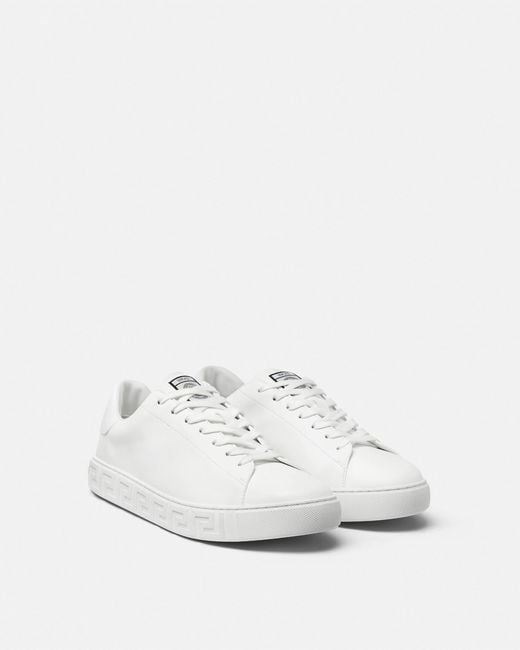 Versace White Greca Nylon Sneakers for men