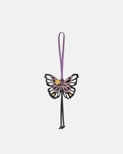 Versace White Anhänger Aus Leder Mit Butterflymotiv