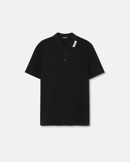 Versace Black 90s Vintage Logo Polo Shirt for men