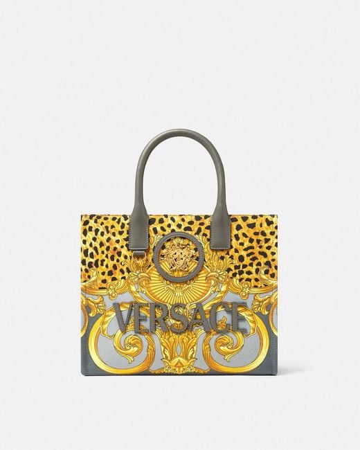 Versace Metallic Cheetah Foulard La Medusa Small Tote Bag