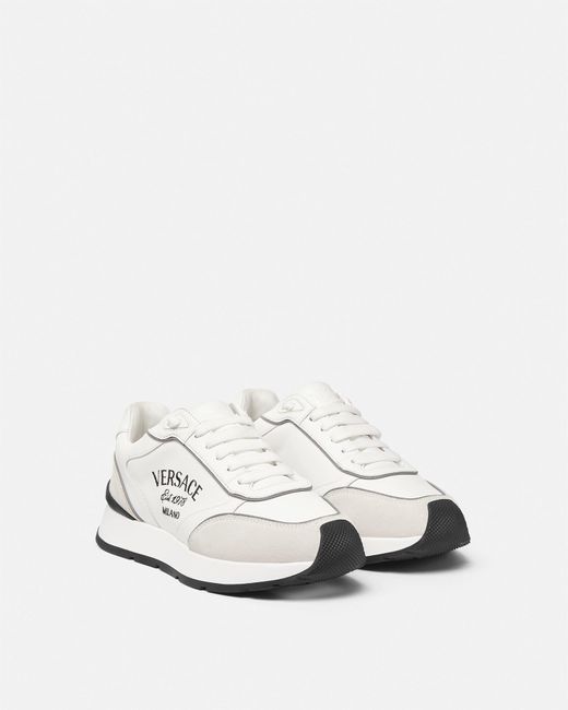 Versace White Milano Runner Sneakers